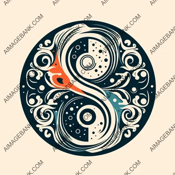 Black Yin-Yang Symbol in Flat Vector Logo