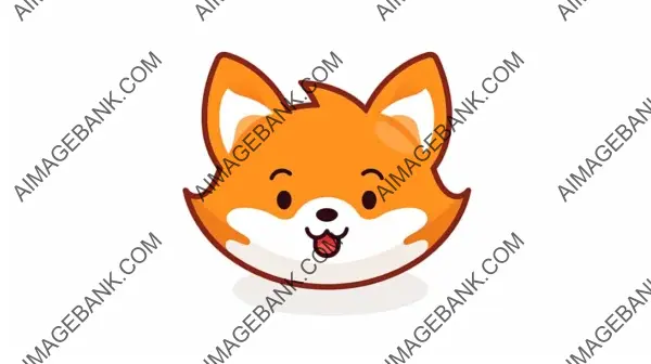 Simple Line Art Flat Icon of a Cute Fox with a Funny Smile