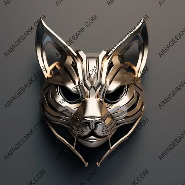 3D Metallic Texture Cat Head for Use in Jewelry Design