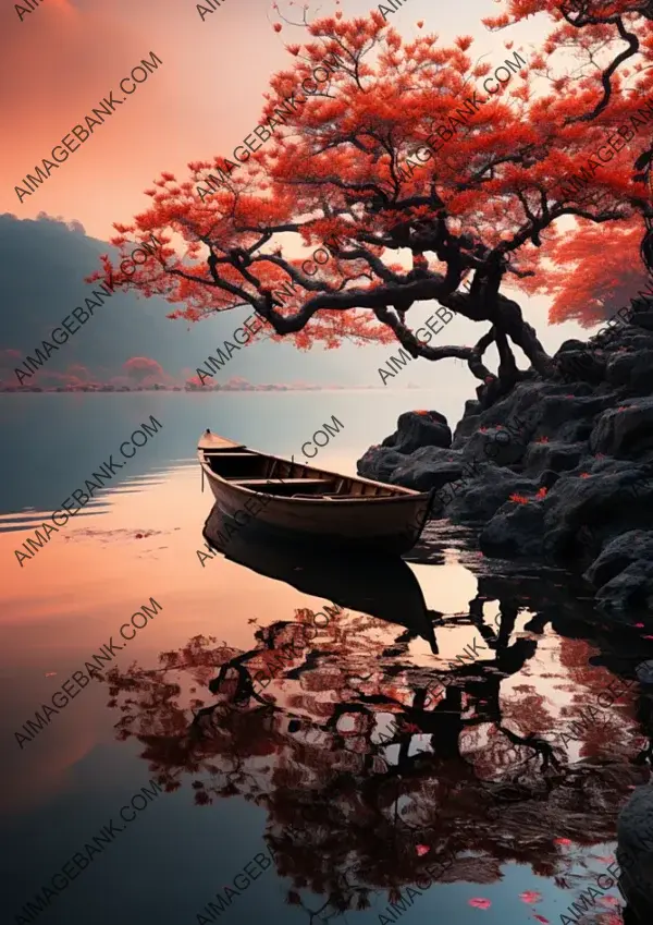 Tranquil Oak Tree by the Waters of Caras River