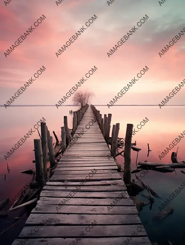 Small Wooden Dock Near the Shore at Sunset