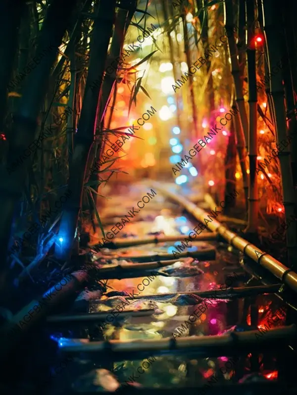 Cut Bamboo Mess with Rainbow Lights