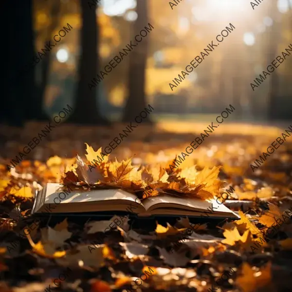 Autumn Park Scene with an Open Book