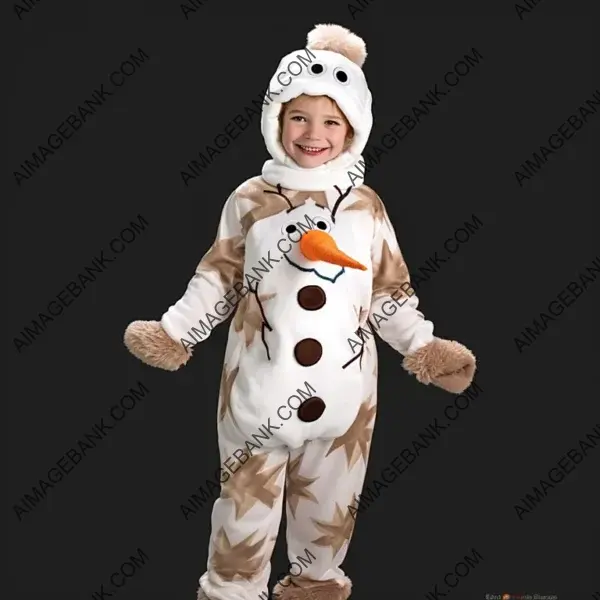 Snowman Delight: Adorable Boy in Festive Overalls