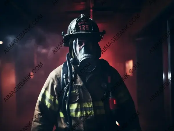 Heroic Moments: Capturing a Firefighter Donning Their Red Face Mask