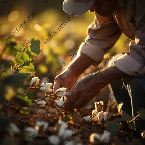 Close-up Shot of a Cotton Worker Picking Cotton