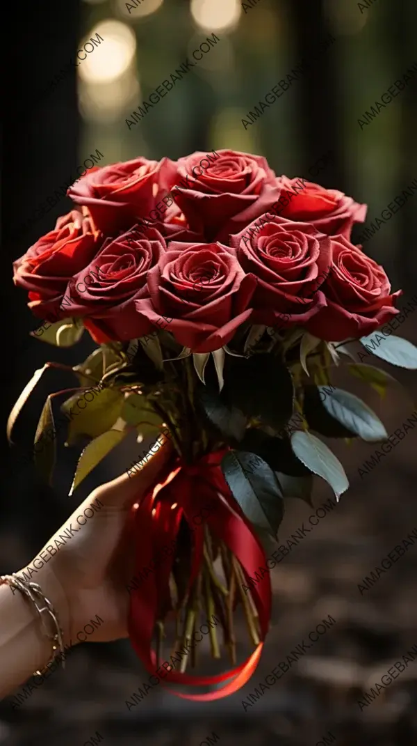 Red Rose and Love Note Held by Pair of Hands