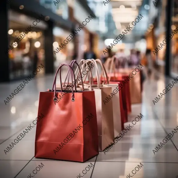 Blurred Shopping Mall Background with Bright Lights