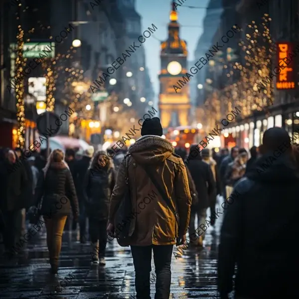 Crowds of People in a Blurred Busy Street Scene