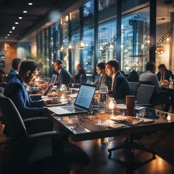 Blurry Office Meeting with Blurred Background