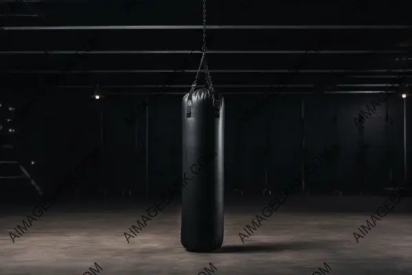 Close-up of a Black Punching Bag in a Boxing Gym