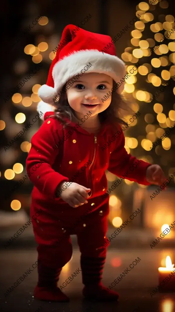 Adorable Toddler with Black Hair Wearing Red Outfit