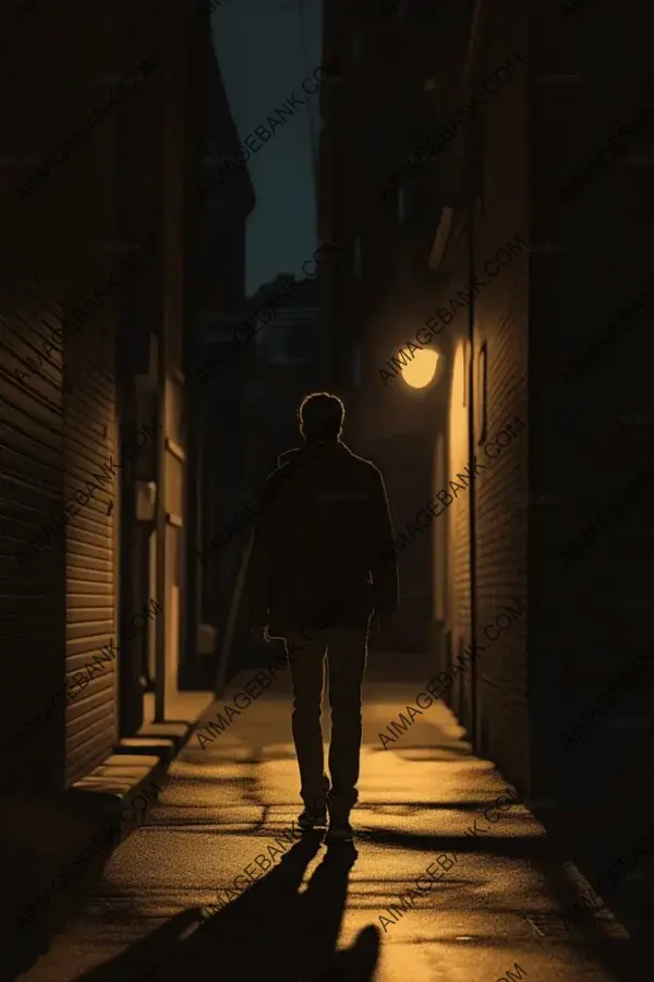 Nighttime Exploration: Man Walking on a Well-Lit Street