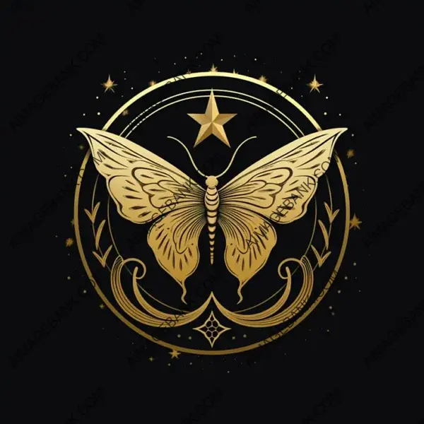 Elegant lunar moth outline with starry accents logo