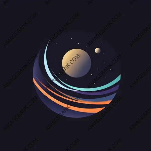 Moon and Stars in a Planet Logo