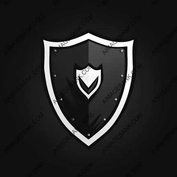 Shield Icon in Minimal Black and White