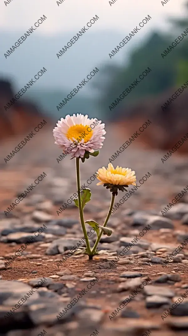 Dirt Road Beauty: Chrysanthemum in Full Bloom