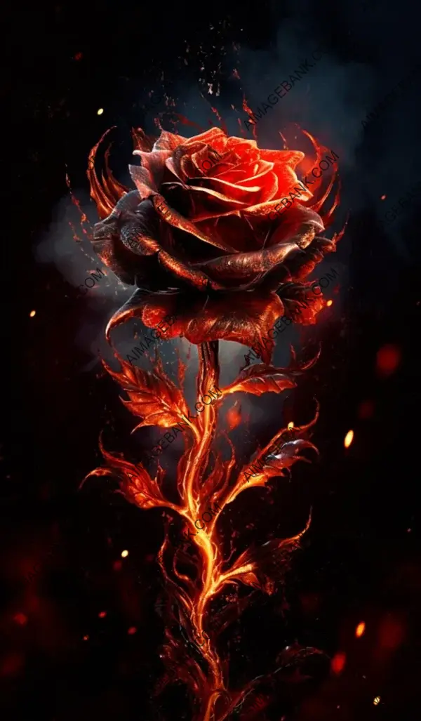 Closeup of a Red Rose Ablaze: Nature&#8217;s Flaming Beauty