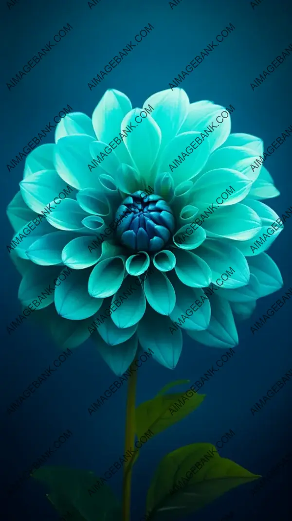 Dazzling Teal Dahlia Flower: A Hyperrealistic Delight