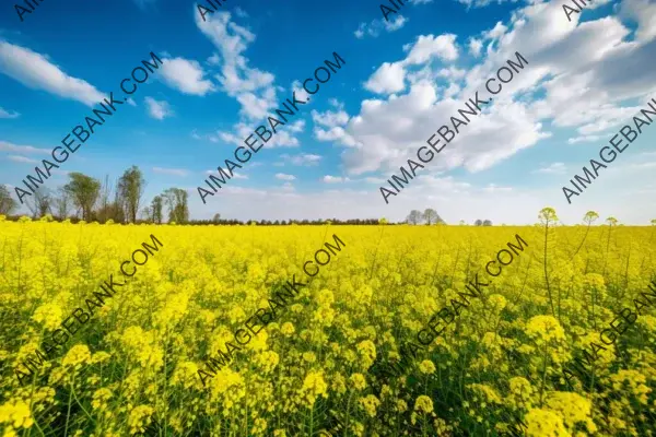 Flourishing Rapeseed Field: Vibrant Yellow Under Blue Skies