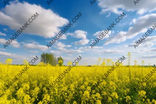 Rapeseed Field Thriving Under a Blue Sky: Nature&#8217;s Abundance