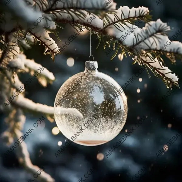 Christmas Tree Covered in Snow: Close View