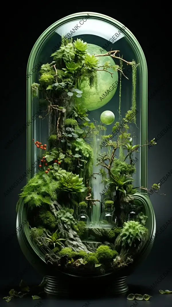 Plants, Moss, and Tech in a Futuristic Biome