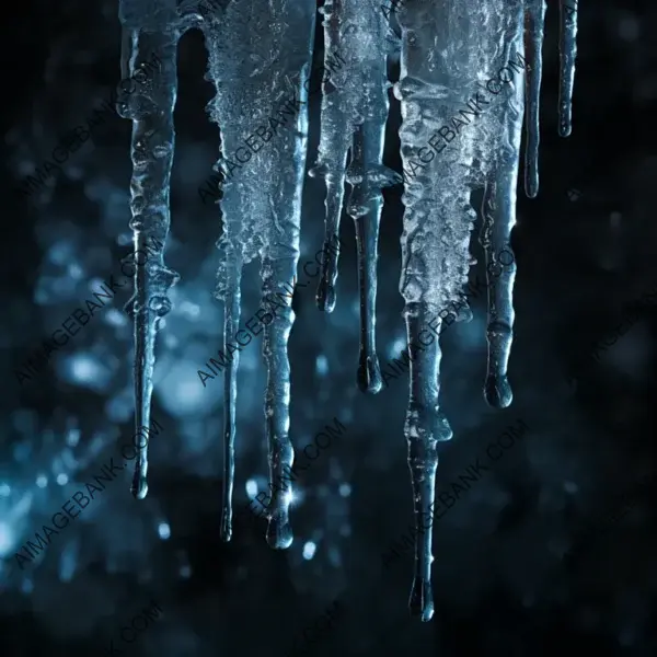 Icy Beauty: Frozen Icicles Against Black