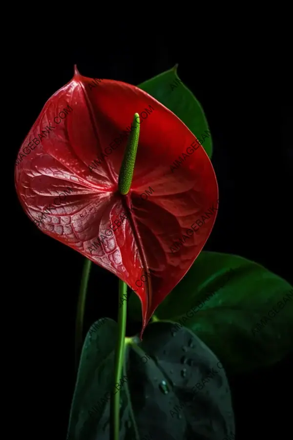 Red Anthurium with Green Leaves: Houseplant Elegance