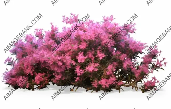 Large Bush of Pink Flowers Isolated on a White Background