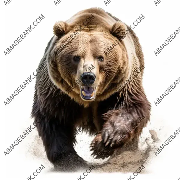 A Realistic Image of a Majestic Male Bear in Full Run