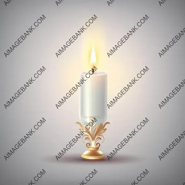 A Modern White Candle with a Vector Style and Light Colors