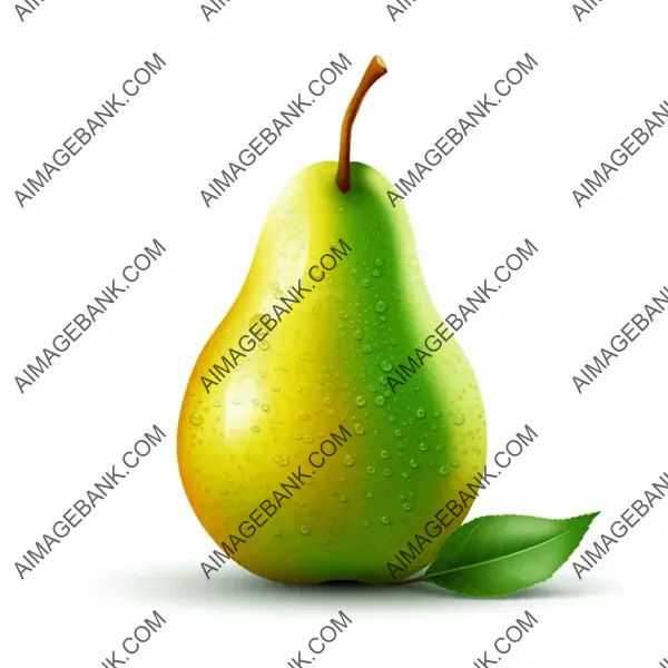 A Vector Digital Art of a Green Full-Body Pear with Vivid Colors