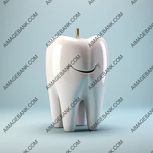 Discover the Simplicity of a Single Tooth on a White Background with a Matte Texture