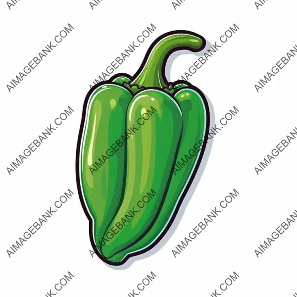 Discover the Delightful Flavor of a Tasty Green Pepper in a Sticker Cartoon