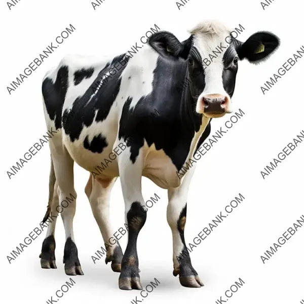 High-Definition Photography of a White Cow with Black Spots