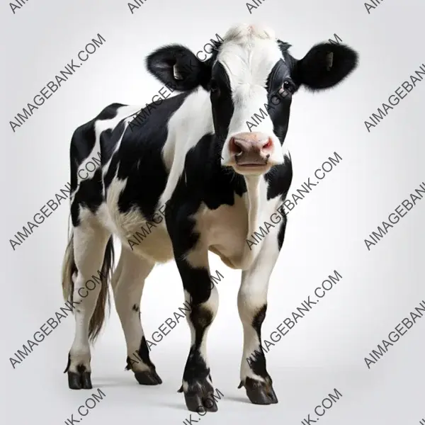 Witness the Realism of a White Cow with Black Spots in High-Definition Photo