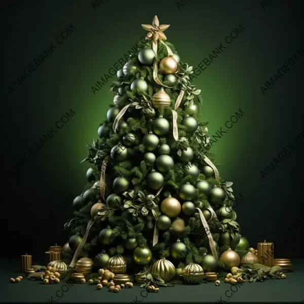 Ornate Ornaments on Olive Sheets Christmas Tree ? Holiday Delight