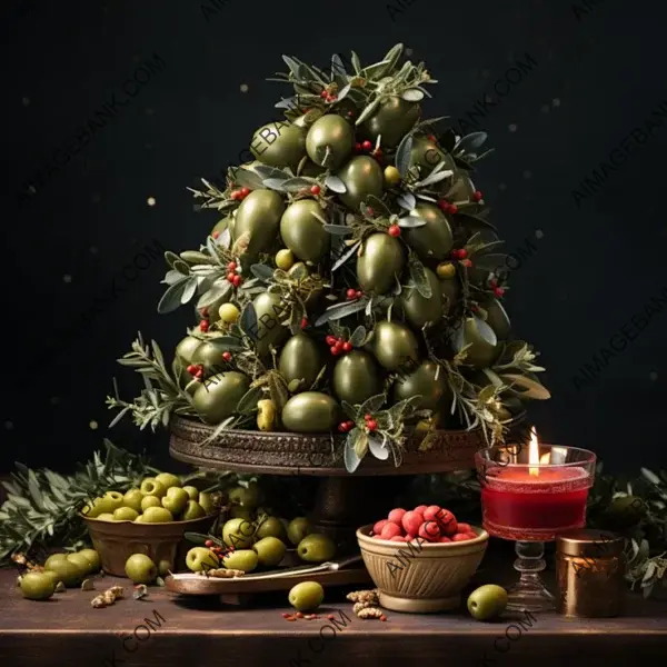 Olive Sheets Christmas Tree with Exquisite Ornaments