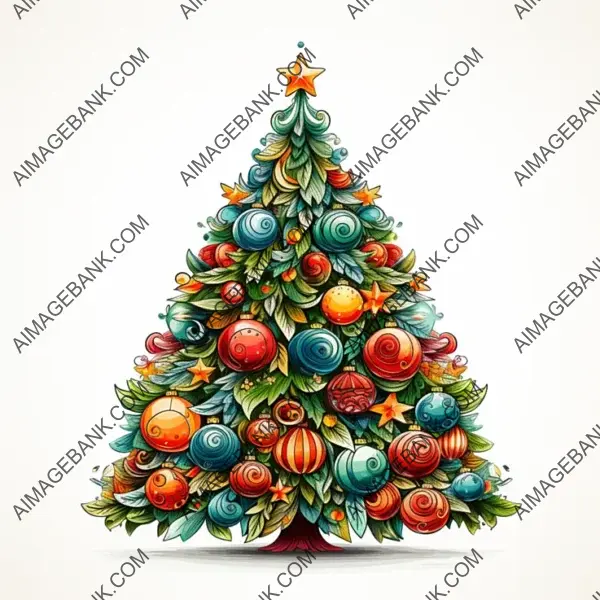 Zoomed-In View of Christmas Tree with Traditional Ornaments