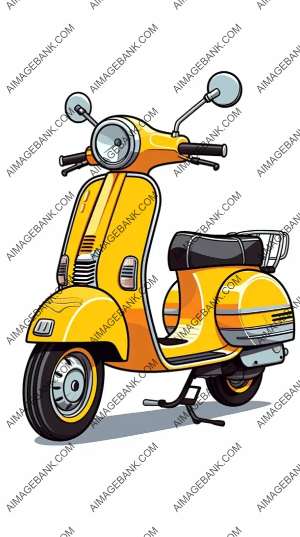 Vespa Scooter in Simpsons Style Cartoon