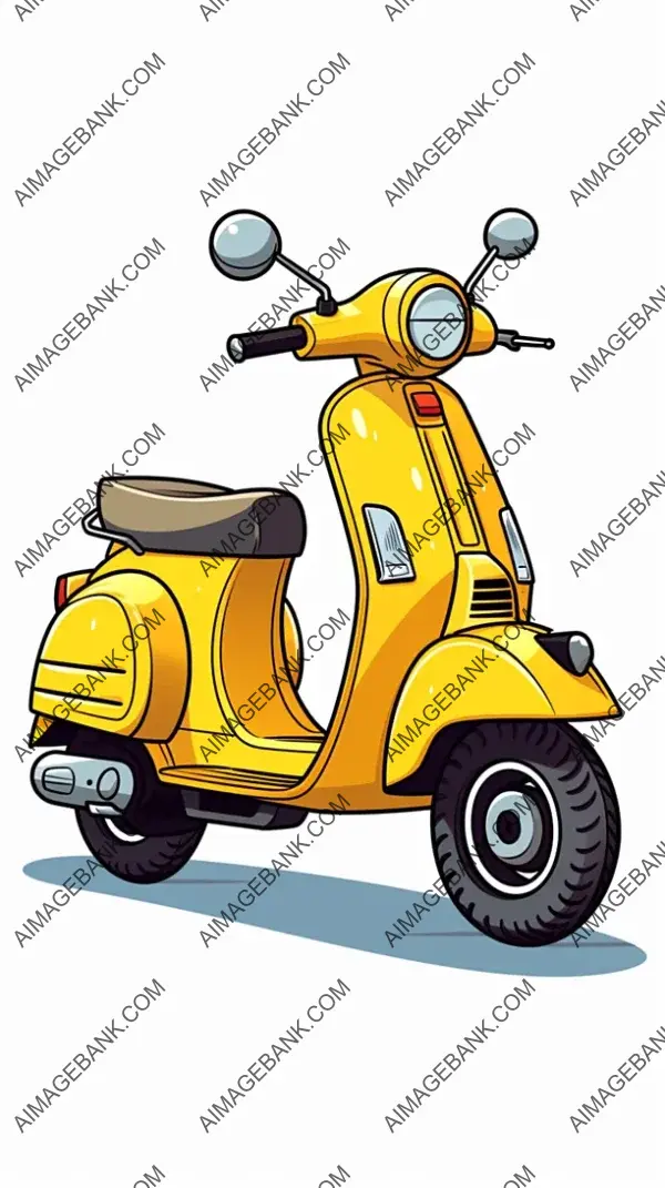 Cartoon Vespa Scooter in Simpsons Style