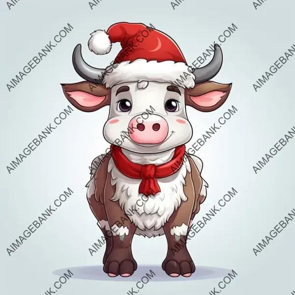 Design a Christmas Cow with Santa Hat for Sublimation