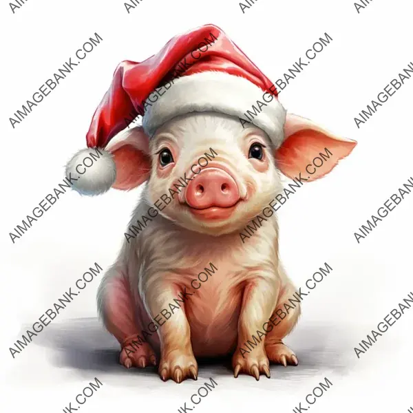 Design a Festive Sublimation Clipart of a Pig in a Santa Hat