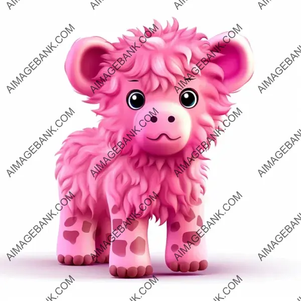 Adorable Pink Highland Cow Cartoon: Fun Illustration