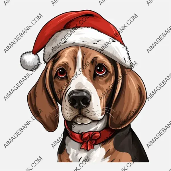 Beagle Santa Hat Christmas PNG Clip Art: Festive Illustration