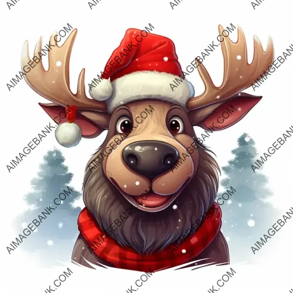 Celebrate Christmas with Cute Moose Santa Hat Clip Art