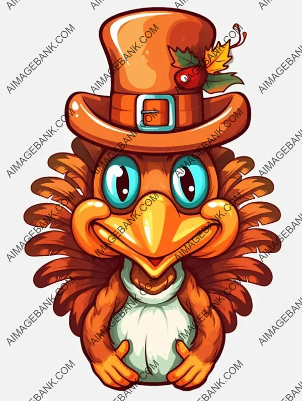 Cherish Thanksgiving with a Cute Turkey Hat Cartoon Illustration