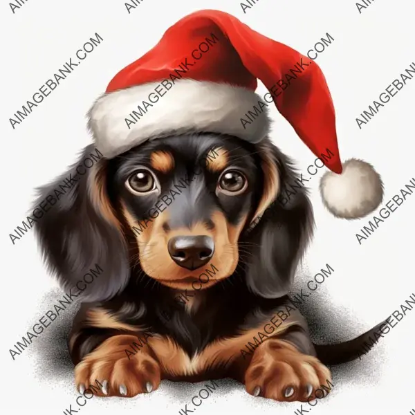 Elevate Your Christmas with Dachshund Santa Hat Illustration