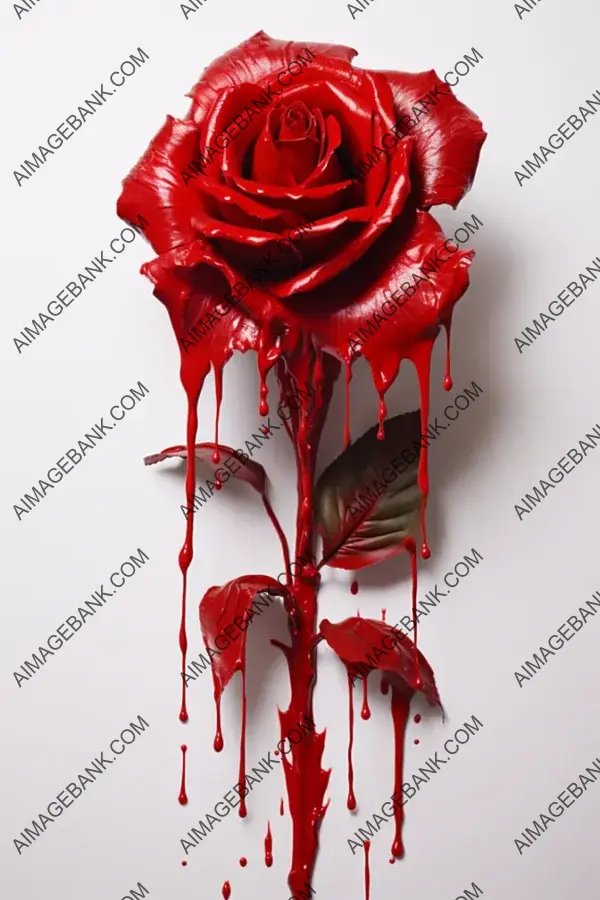 Abstract Art: Destroyed Violated Rose Immersed in Dripping Ink